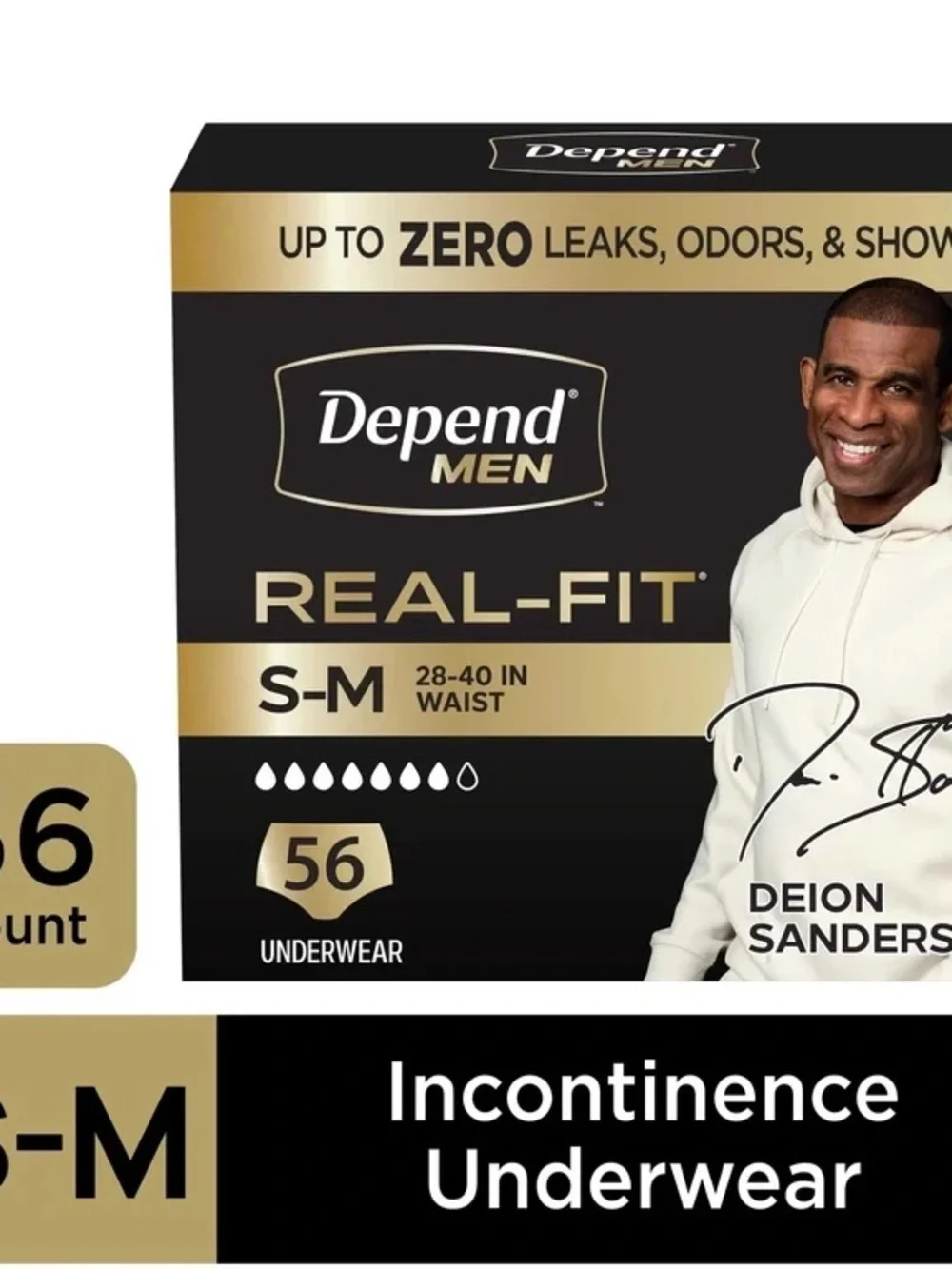 Depend Men Real-Fit Briefs — Black (S-M) 28 Count